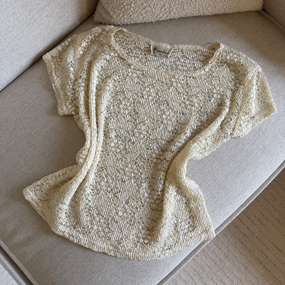 Vintage Cream Lace Women's Top